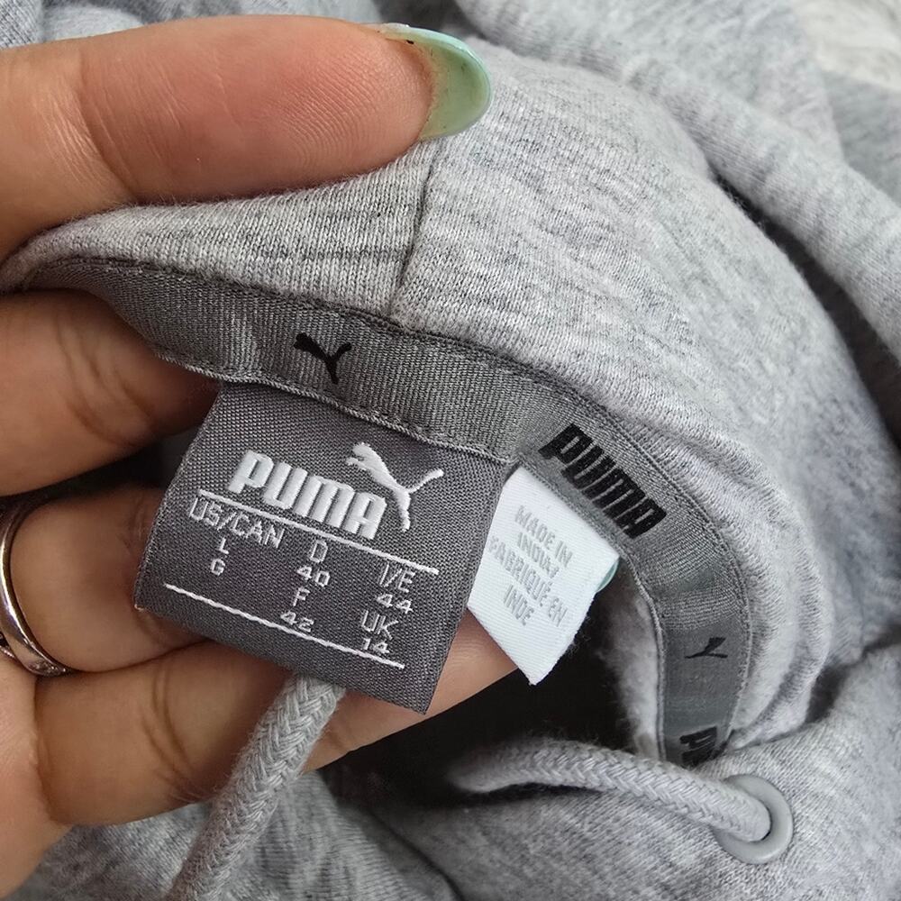 PUMA Gray Pullover Soft Comfy Hoodie‎ Black Logo Women's Large - Picture 5 of 11